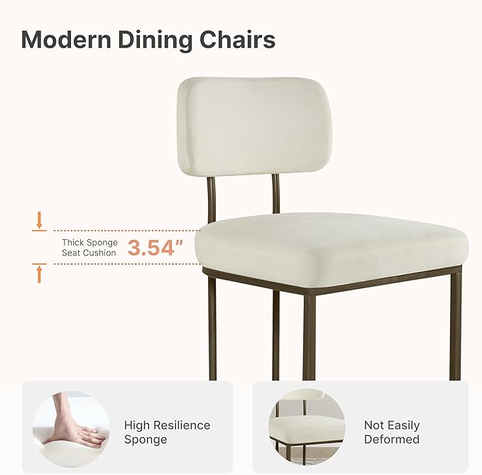 Dining Chairs Set of 2, Upholstered Modern Kitchen Chairs - Image 4