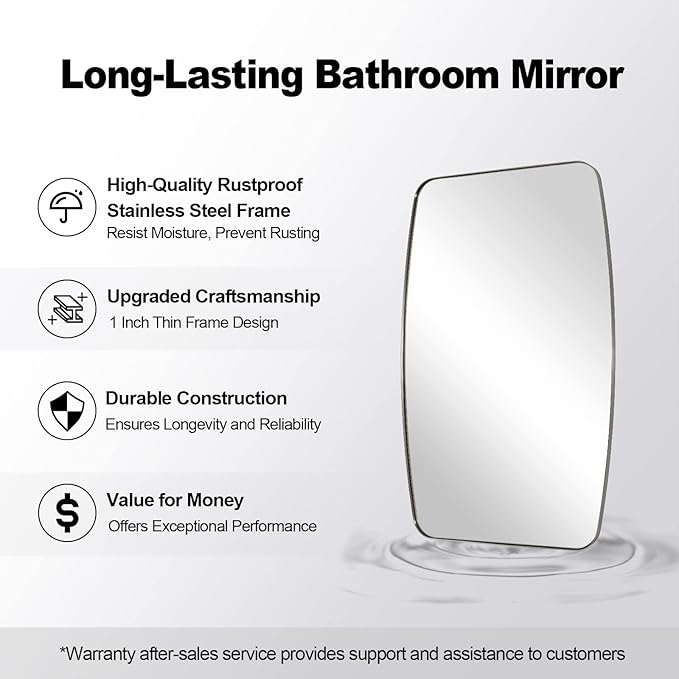 ANDY STAR Brushed Nickel Oblong Mirror, 32x40 Inch Brushed Nickel Oval Mirror - Image 8