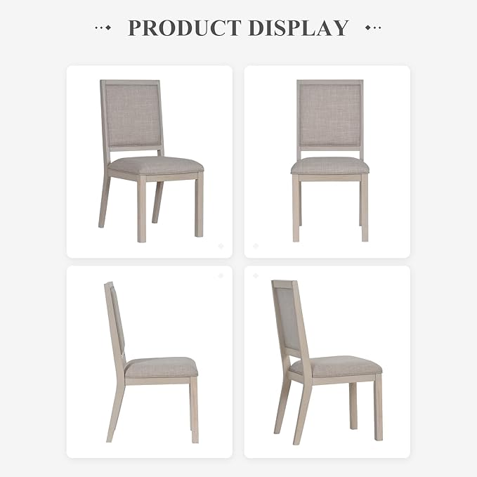 COLAMY Wooden Dining Chairs Set of 2, Mid Century Modern Upholstered Dining - Image 9