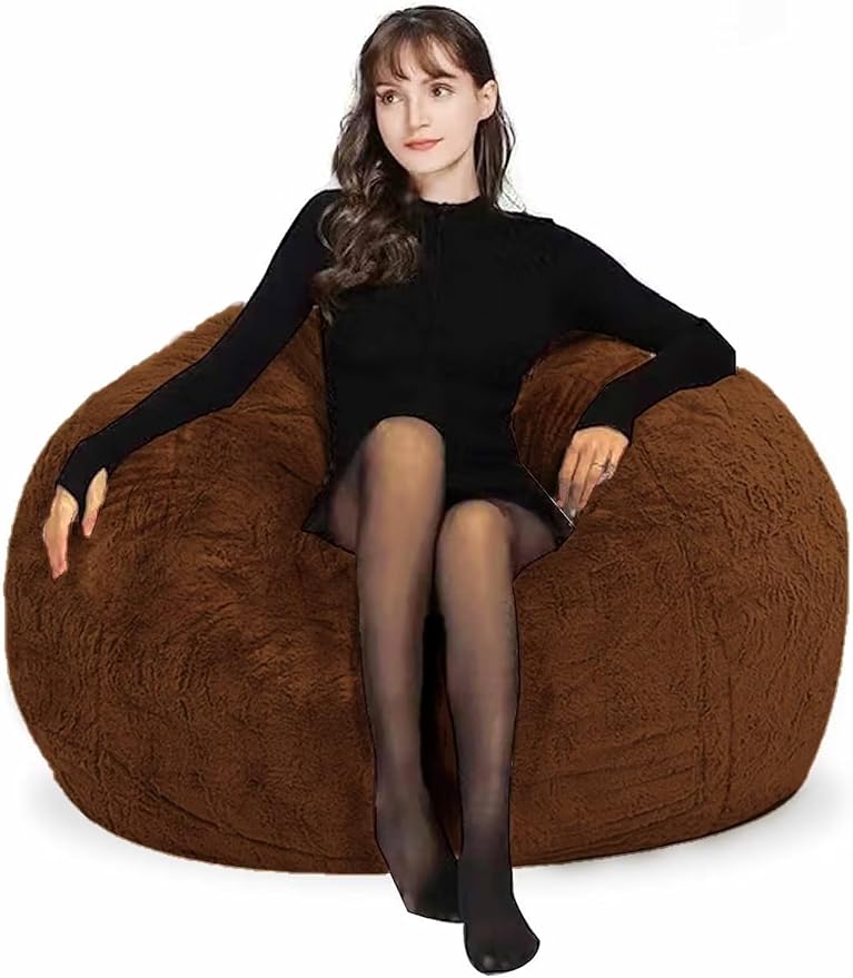 Bean Bag Chairs for Kids Comfy Fluffy Big Joe Bean Bag Chair Covers Only Round - Image 4