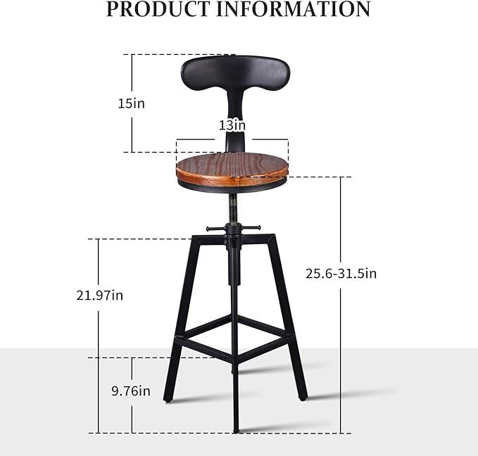 Set of 2 Industrial Bar Stools - Image 3