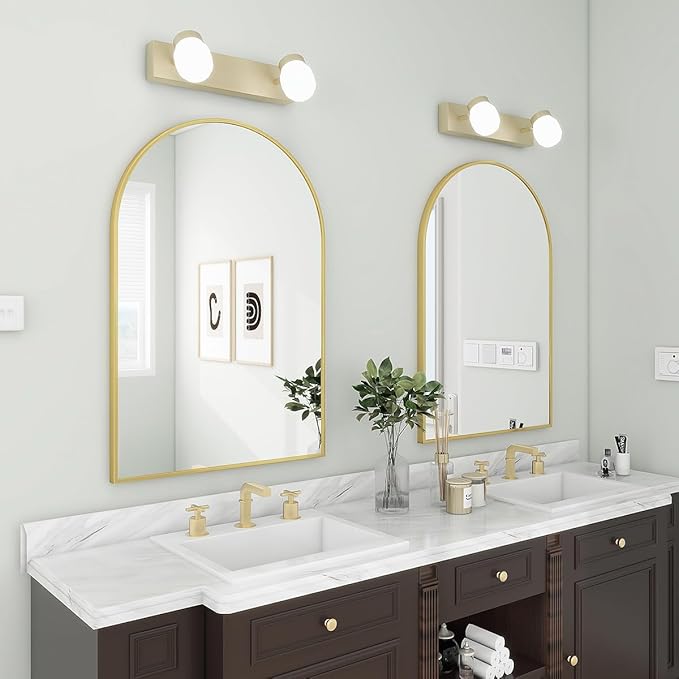 BEAUTYPEAK 24"x36" Arch Bathroom Mirror, Wall Mounted Vanity Metal Frame Mirror - Image 6