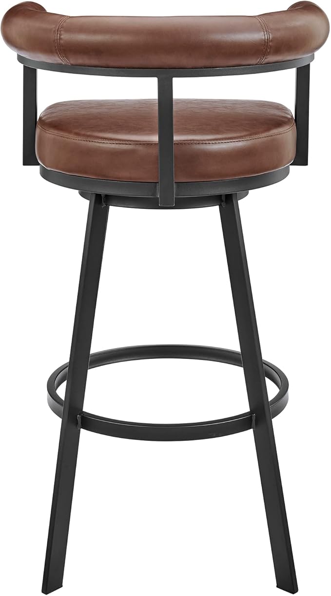 Armen Living Magnolia Swivel Bar Stool in Black Metal - Image 7