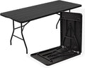 70.8" W X 29" D X 29" H - 6 ft Folding Table Black Wood Grain Portable Heavy by Unknown