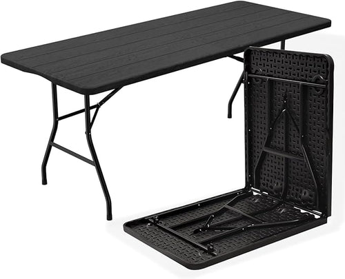 2-PCS 70.8" W X 29" D X 29" H - 6 ft Black Folding Table Heavy Duty Portable by Unknown