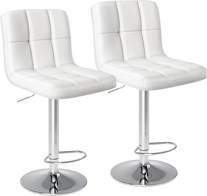 DUMOS Bar Stools Set of 2, Armless Adjustable Swivel Barstools, PU Leather by DumosLifestyle