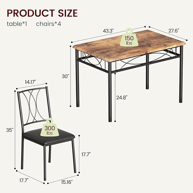 IDEALHOUSE Dining Table Set for 4, 5 Piece Dining Table Set - Image 9