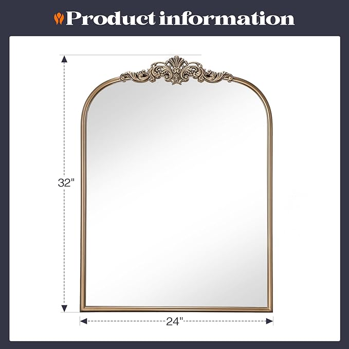 Antique Baroque Gold Mirror, 24” x 32” Vintage Vanity Mirror - Image 6