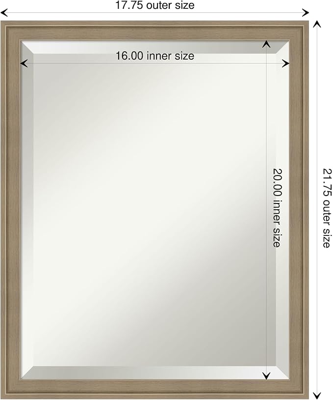 Amanti Art Brown Wall Mirror 22x18 Florence Light Brown Rectangle Bathroom - Image 4