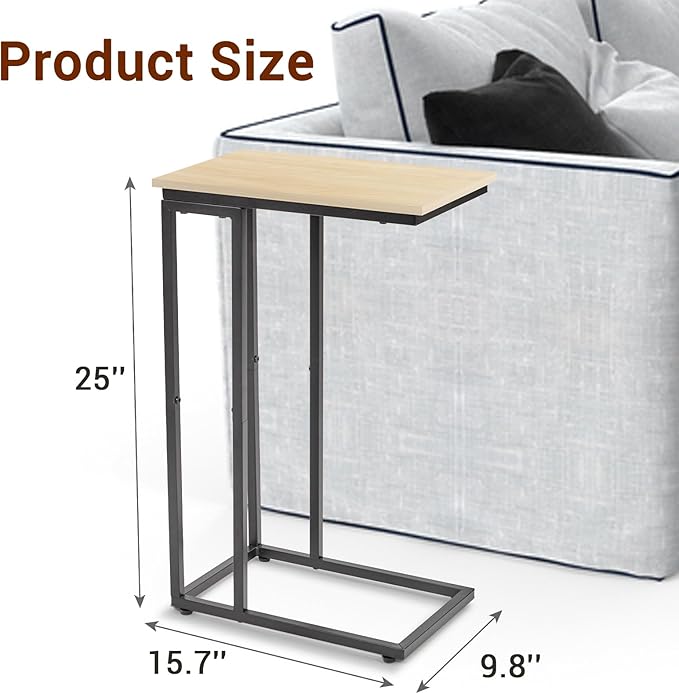 C-Shaped End Table, TV Tray Set of 2, Couch Side Laptop Table, - Image 3