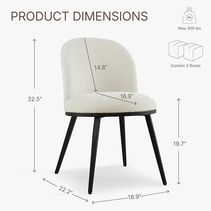 Dining Chairs Set of 4, Fabric Upholstered Dining Room Chairs - Image 2