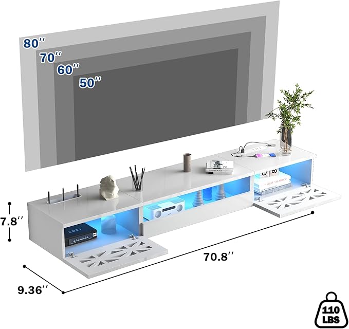 Floating TV Stand, Floating Wall Mounted TV Shelf - Image 6