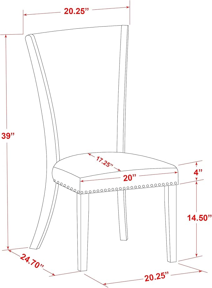 East West Furniture V077VE005-5 5 Piece Dining Table Set - Image 20