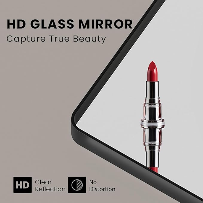 Black Bathroom Mirror 77X36 Inch, Rounded Rectangle Matte Bathroom Vanity Mirror - Image 3