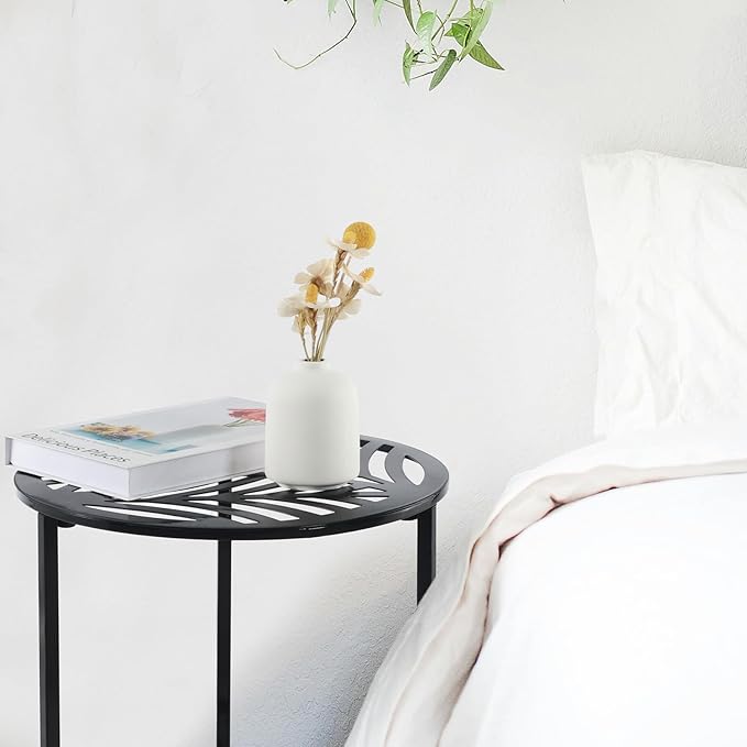 2 Packs 13" Metal Outdoor Side Tables Small Black Outside End Table - Image 7