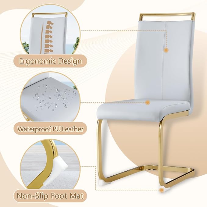 Dining Chairs Set of 2, Faux Leather Dining Chairs - Image 6