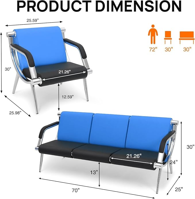 wonline 4 Seat Waiting Room Chair - Image 3