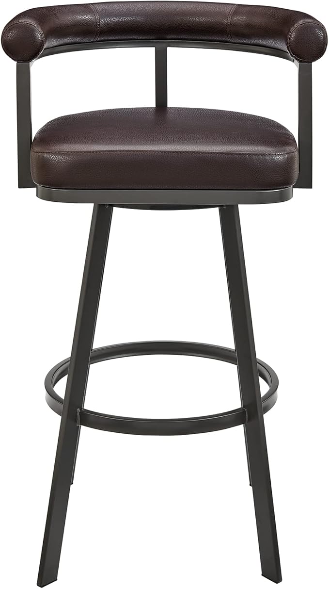 Armen Living Magnolia Swivel Counter Stool in Brown Metal - Image 4