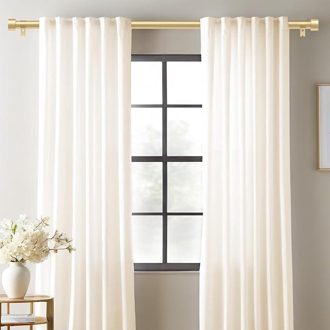 2 Pack Curtain Rods for Windows 28 to 48 Inch, 1 Inch Gold Curtain Rods Set - Image 2