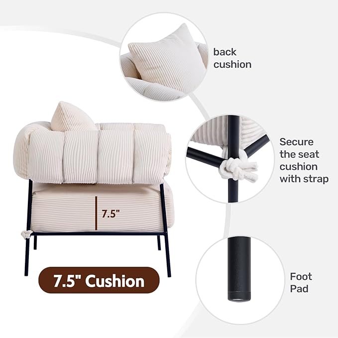 HollyHOME Modern Velvet Accent Chair - Image 6