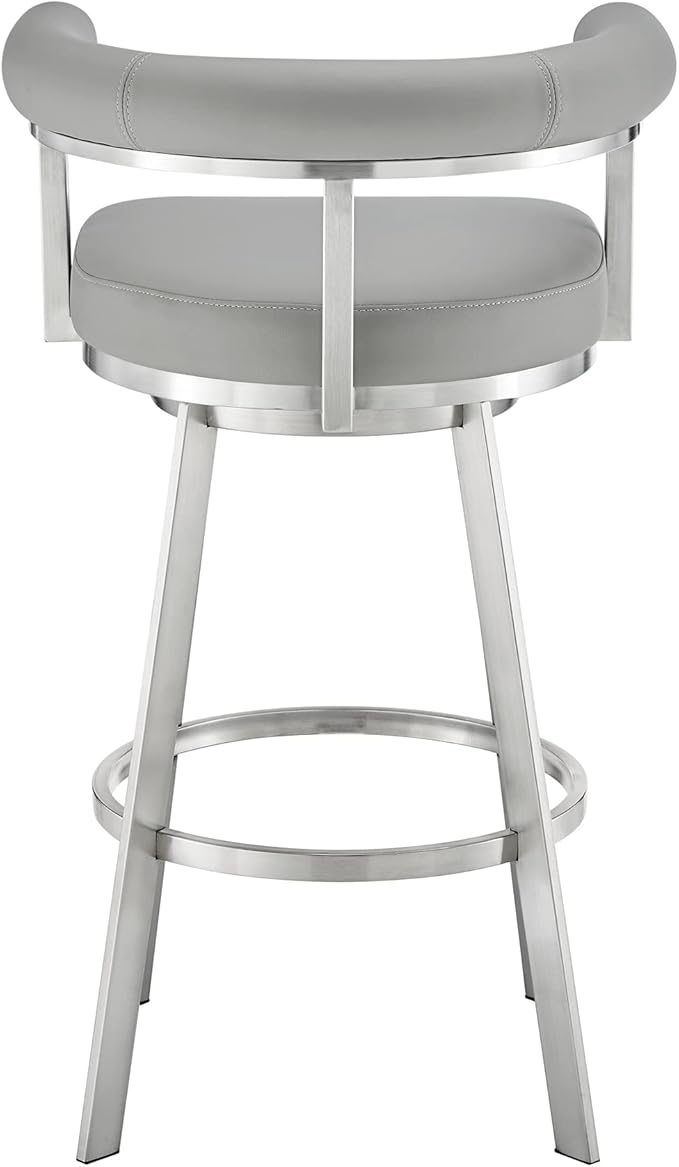 Armen Living Magnolia Swivel Bar Stool in Brushed Stainless Steel - Image 7