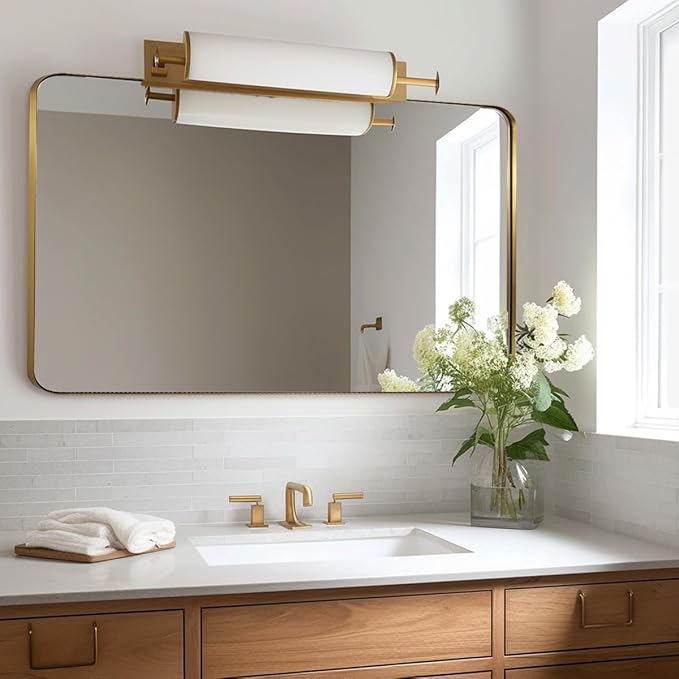 ANDY STAR Gold Bathroom Mirror, Rounded Rectangle Mirror - Image 6