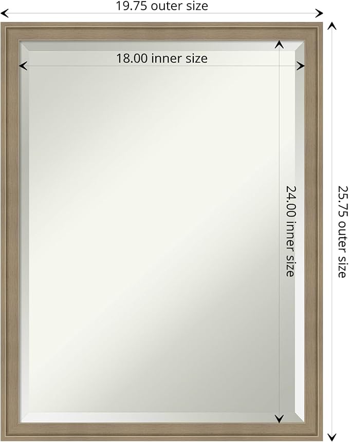 Amanti Art Brown Wall Mirror 26x20 Florence Light Brown Rectangle Bathroom - Image 4