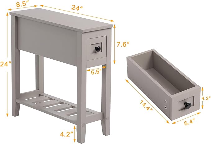 Gery 2 Pack Chairside Narrow End Table - Image 3