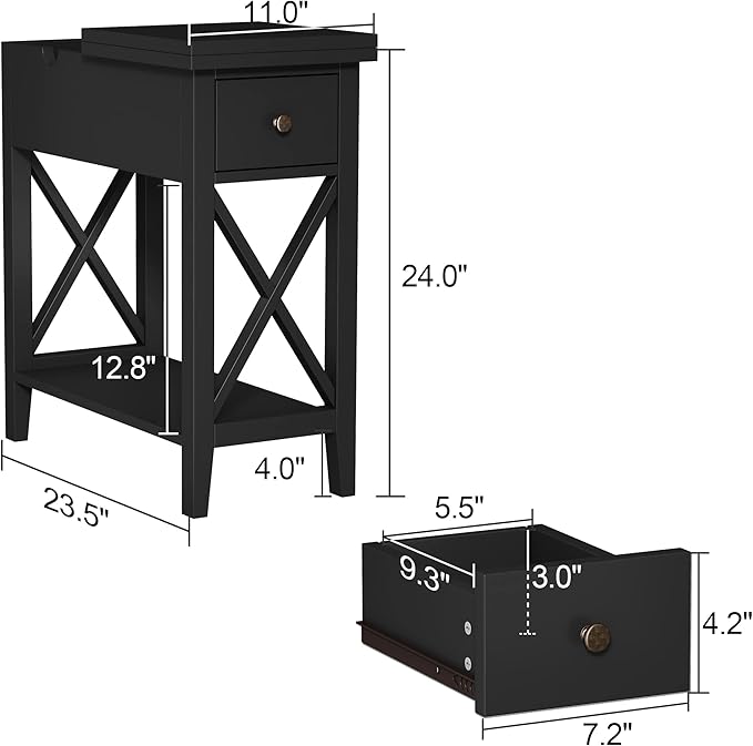 ChooChoo End Table, MDF Material Flip Top Narrow End Table - Image 3