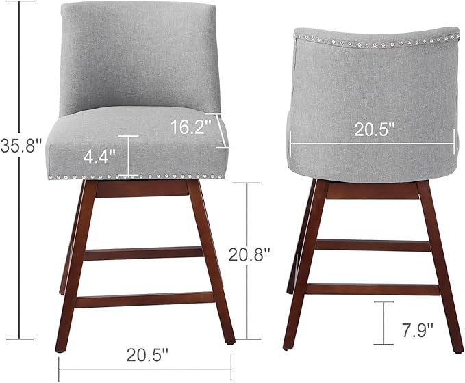 Counter Height Barstools Set of 4, 360° Swivel Bar Stools - Image 7