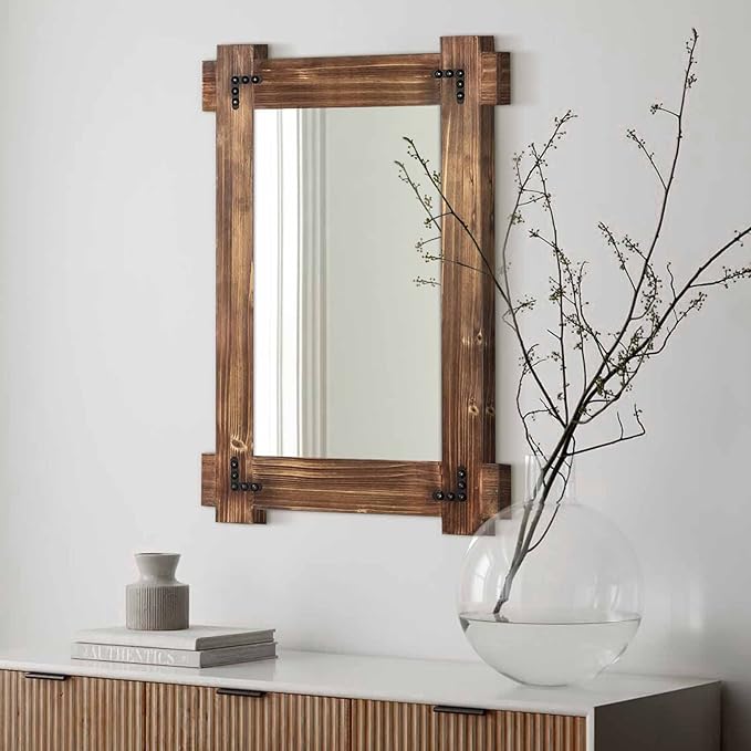 MeMoreCool Rustic Wood Mirror for Bathroom, Decorative Framed Farmhouse Vanity by MeMoreCool