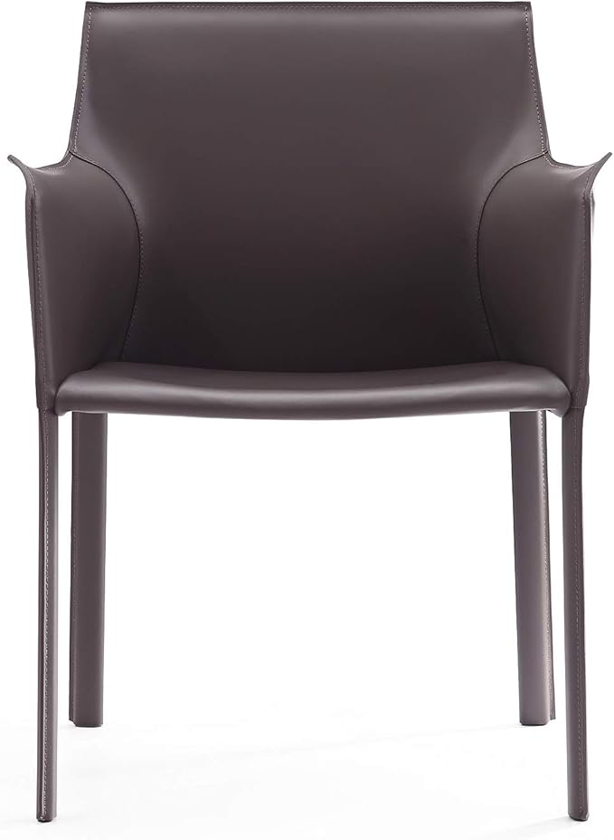 Manhattan Comfort Paris Modern Saddle Leather Dining Chairs, Metal Frame - Image 4
