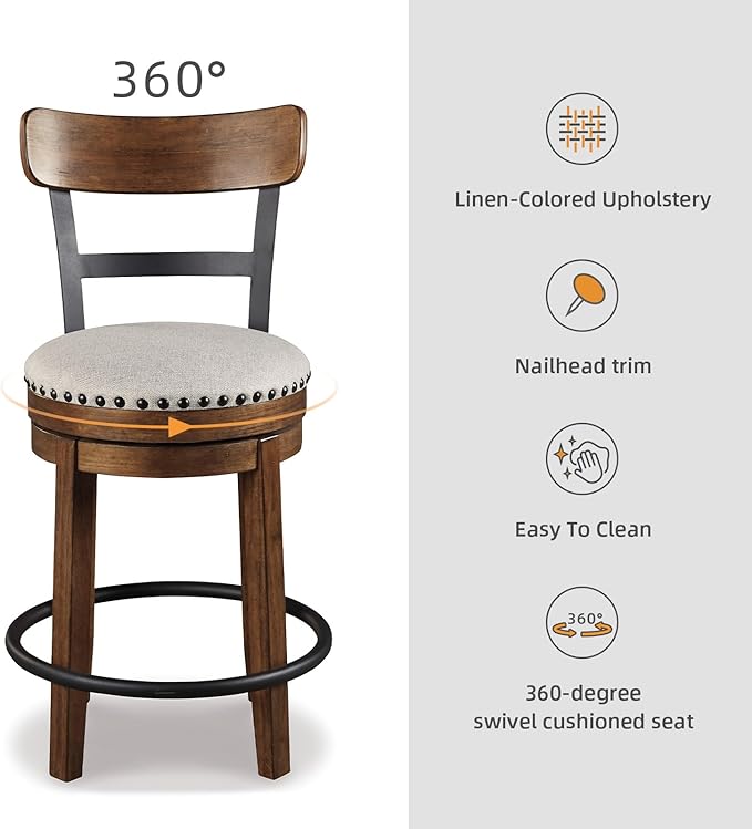 Signature Design by Ashley Valebeck 30" Farmhouse Pub Height Barstool - Image 9