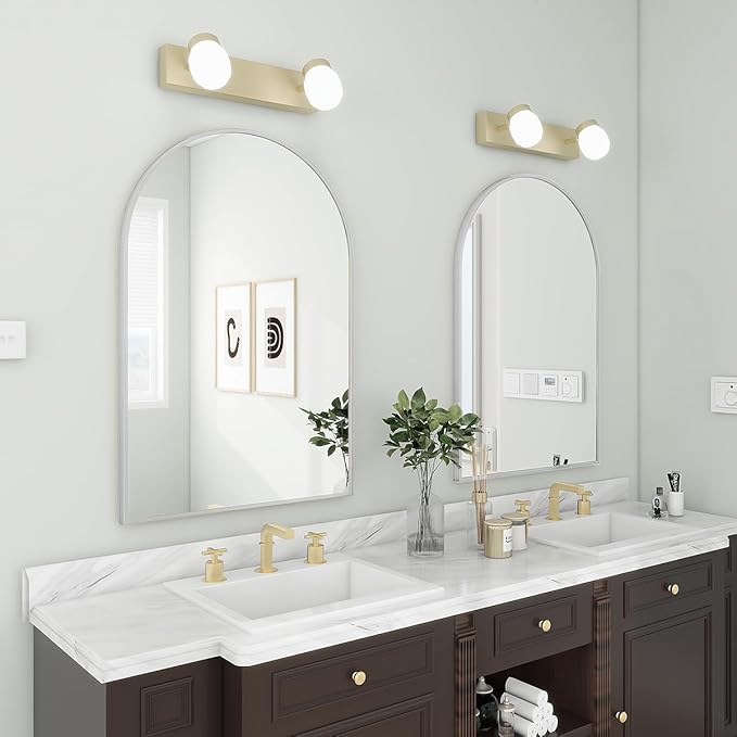 BEAUTYPEAK 26"x38" Arch Bathroom Mirror, Wall Mounted Vanity Metal Frame Mirror - Image 6