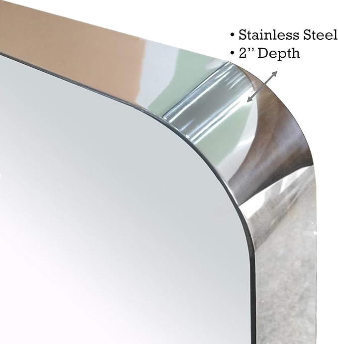 TEHOME 20x30 inch Chrome Metal Framed Bathroom Mirror - Image 3