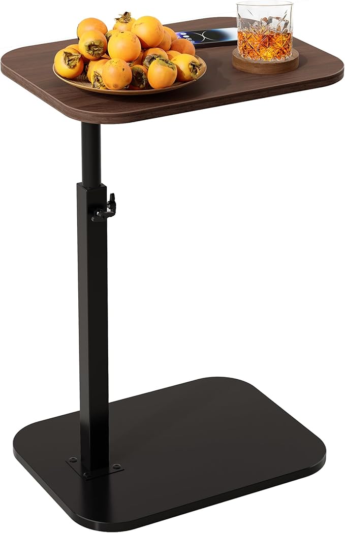C Shaped End Table for Couch, Adjustable Height Couch Side Table, Horizontal by YFGNOEMI