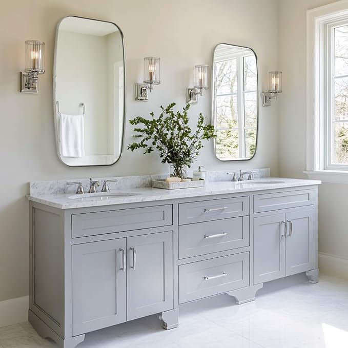 ANDY STAR Brushed Nickel Mirror, 30x48’’ Brushed Nickel Bathroom Oval Mirror - Image 5
