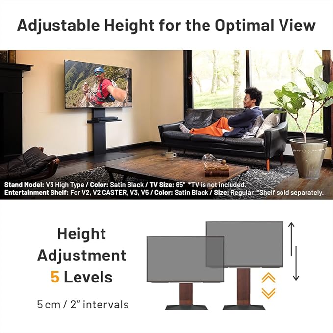 WALL V3 Low Type | Sleek Japanese 32-80 Inch Universal Side TV Stand Adjustable - Image 4