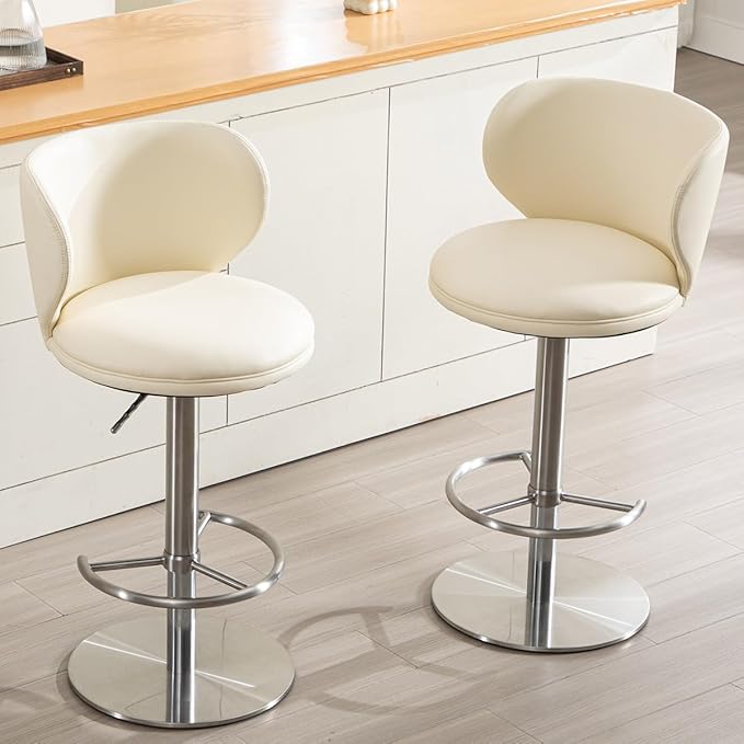 Black Titanium Stainless Steel Bar Stools, Grade Modern Leather Bar Chair - Image 3