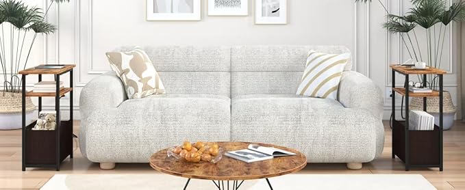 Narrow Side Table with Charging Station Set of 2, Small End Table - Image 7