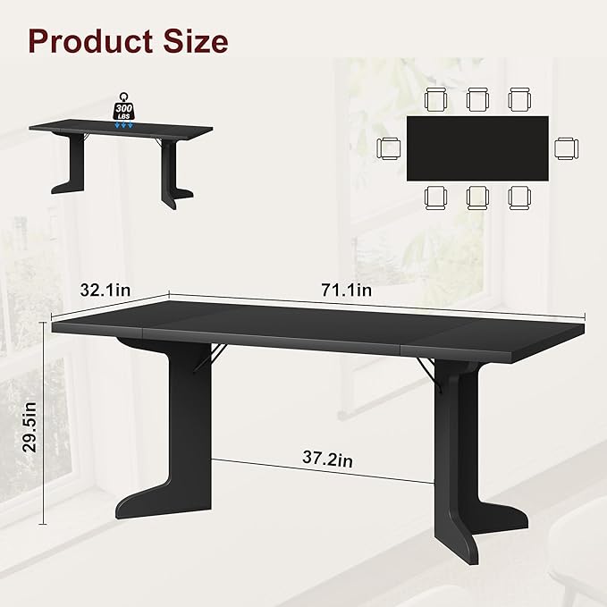 71" Dining Table for 6 to 8 People, Modern Dinner Table - Image 2