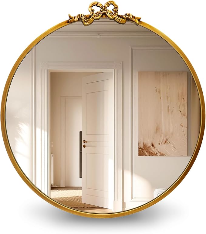 Vintage Gold Round Mirror Decorative Bathroom Vanity Mirrors 27.5inch Antique by TopCity