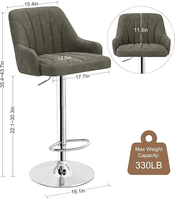 VECELO Adjustable Barstools Set of 4, Counter Bar Stools - Image 3
