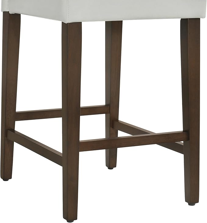 CHITA Counter Height Bar Stools Set of 3, PU Leather in White - Image 7