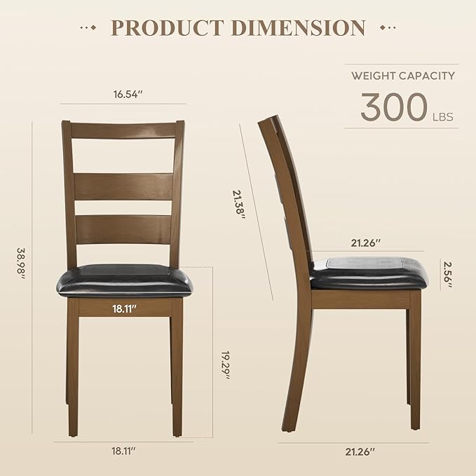 COLAMY Upholstered Dining Chairs Set of 4, PU Leather Ladder High Back Dining - Image 2