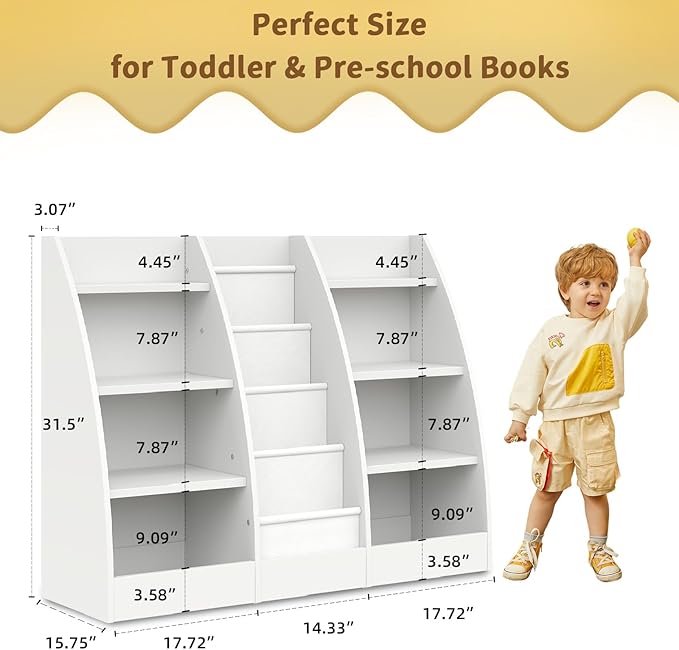 4 Tier Kids Bookshelf Set of 2, 4 Layer Sling Kids Book Shelf - Image 4