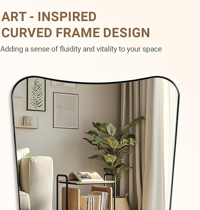 ANDY STAR 26x38 Inch Bathroom Mirror, Brushed Nickel Asymmetrical Mirror - Image 7