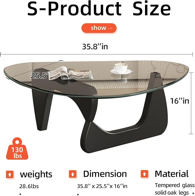 Modern Glass Coffee Table for Living Room, Mid Century Small Coffee Tables - Image 2