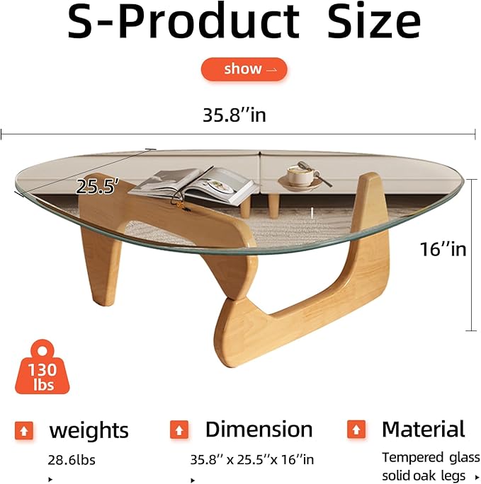 Mid Century Modern Glass Coffee Table, Small Coffee Table - Image 2
