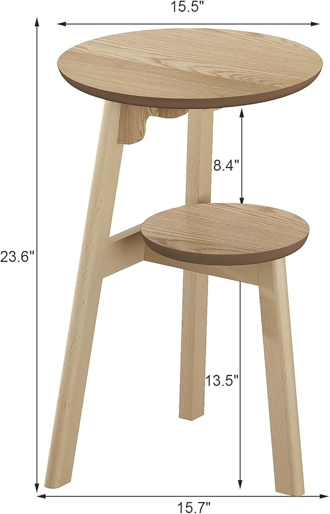 ChooChoo Round End Table for Small Spaces, Narrow Side Table, Accent Table - Image 2